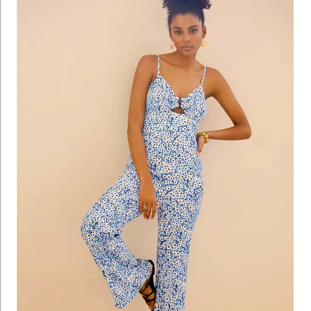 Anthropologie Hutch Ditsy Print Jumpsuit 💙🌼💙🌼 - Picture 3 of 11